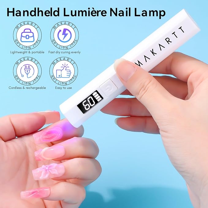 Makartt UV Light for Gel Nails: Handheld Mini Flash Cure Lamp Portable Lumière Nail Dryer for Curing Gel Polish Nail Glue Rechargeable USB Nail Light with LCD 2 Timer for Fast Drying Home Salon Use-VivaGrace Women