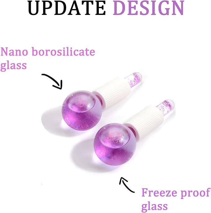 ICE Beauty Balls for Facial, 2PCS Purple Facial Roller for Cold Facial Massage Face Roller Balls with Anti-Freeze Liquid to Reduce Puffiness, Pores, Wrinkles…-VivaGrace Women