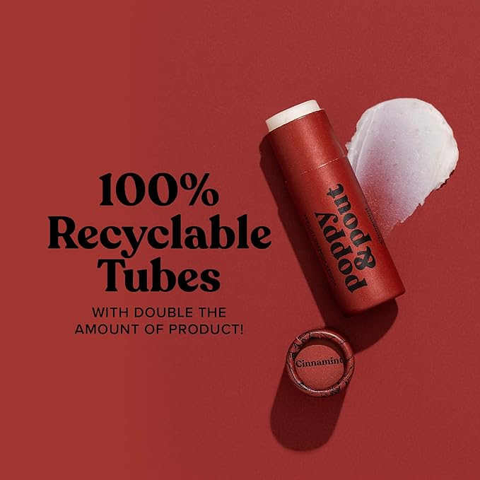 Poppy & Pout Cinnamint Jumbo Lip Balm | All Natural Lip Balms & Moisturizers | Hydrates with Beeswax, Vitamin E, Organic Coconut Oil | Cruelty-Free | Lip Balm in Recyclable Cardboard Tube-VivaGrace Women