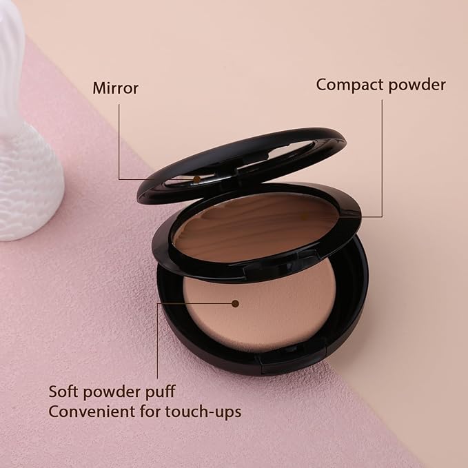 Pressed Face Powder, Flawless and Oil Control Pressed Setting Powder, Long Lasting Matte Finish 5# CARAMEL 05-VivaGrace Women