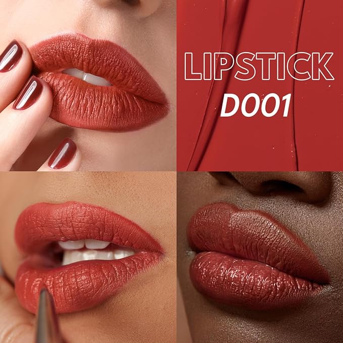 2PCS Marbled Matte Lip Stick Makeup - Velvety Finish | Naked-lip Feel, Full Coverage, D001+D002-VivaGrace Women