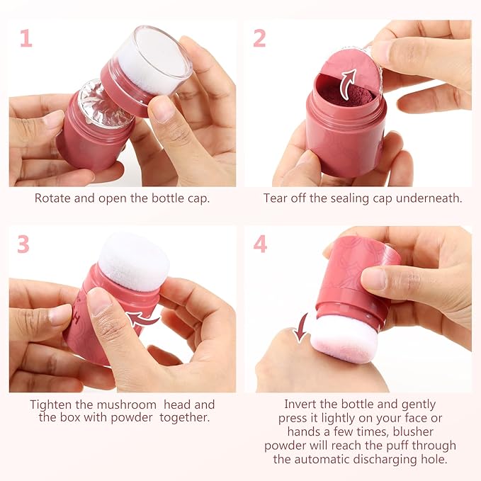 Boobeen Loose Blush Powder Air Cushion Blush, Face Blusher Cheeks Powder, Natural Highly Pigmented Soft Blush Makeup Long Lasting, Matte Finish-VivaGrace Women