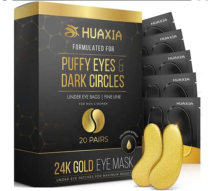 mascarillas de tratamiento ocular con colageno, Parches para el cuidado de la piel bajo los ojos de oro de 24 Kilates-VivaGrace Women