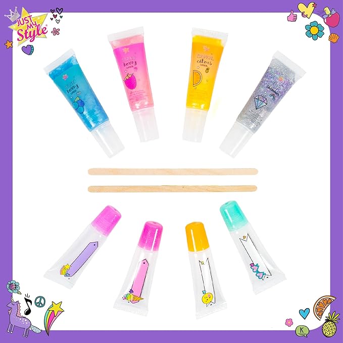 Just My Style Flavor Lab Lip Gloss by Horizon Group USA, DIY 4 Custom Lip Glosses By Mixing Colorful Flavors & Lip Shimmer. Flavors, Shimmer, Lip Gloss Tubes Mixing Stick & Instructions Included-VivaGrace Women