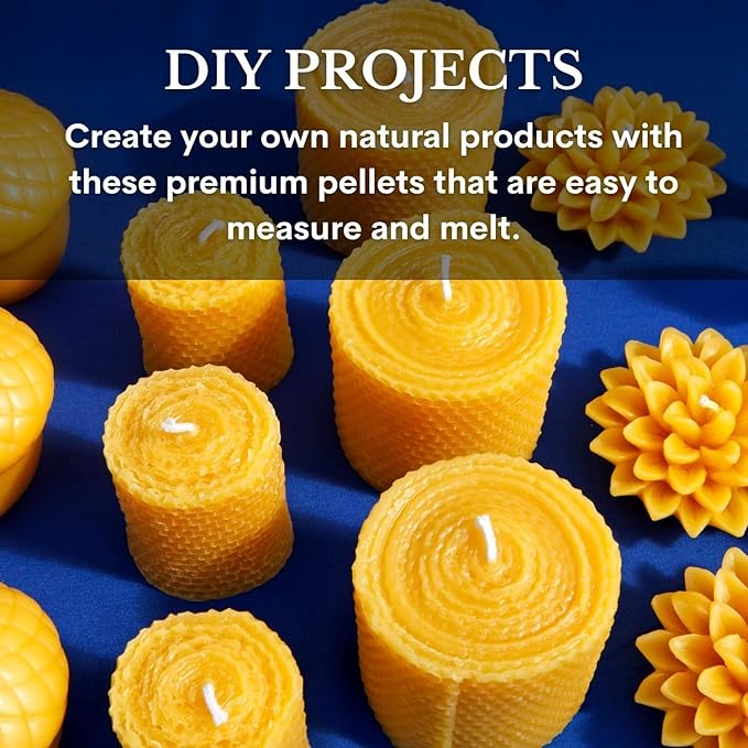 Yellow Beeswax Pellets 5lb, 100% Pure, Natural, Cosmetic Grade, Organic, Bees Wax Pastilles, Triple Filtered, Great For Candle Making, Soaps, Food Wraps, DIY Lip Balms, Sunscreen By White Naturals-VivaGrace Women