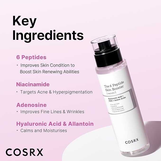 COSRX 6X Peptide Collagen Booster Toner Serum 150mL/5.07 Fl.Oz, Skin Renewal Boosting Facial Essence, Niacinamide & Hyaluronic Acid for All Skin Types, Korean Skincare, Paraben Free-VivaGrace Women