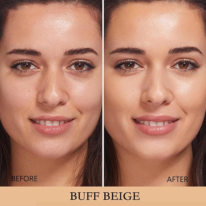 Air Cushion CC Cream Mushroom Head Cushion Foundation, BB Cream Face Makeup for Mature Skin Moisturizing Concealer Brighten Long-Lasting, Even Skin Tone for All Skin Types (Buff Beige)-VivaGrace Women