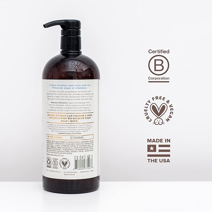 Soapbox Argan Oil Shampoo, Harsh Sulfate Free, Paraben & Silicone Free, Color Safe, and Vegan Hair Shampoo | Control & Soften Shampoo (33.8 Ounces)-VivaGrace Women