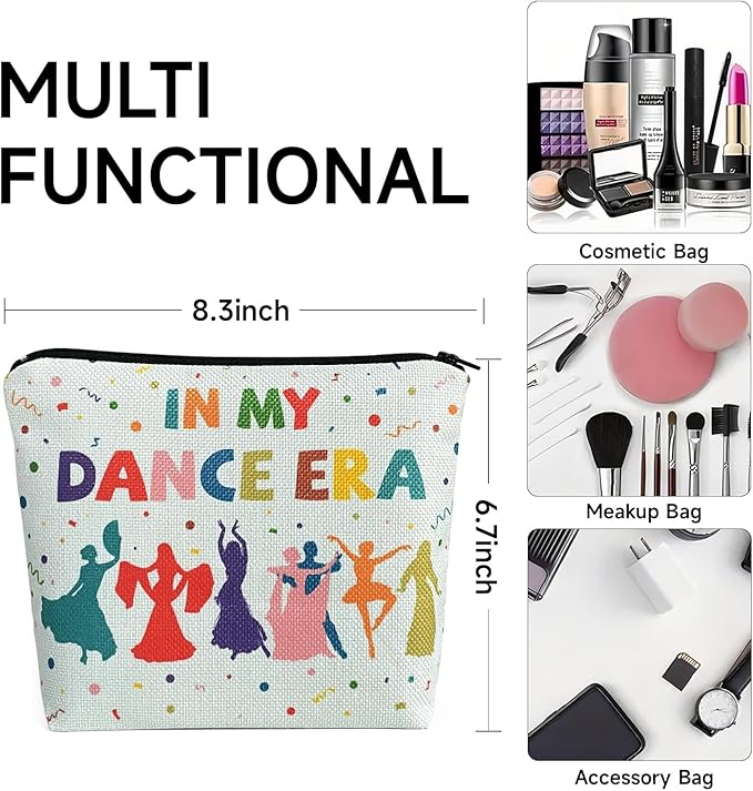 My Dance Era Canvas Zipper Cosmetic Bag, Small Makeup Bag for Women, Friends, Daughter, Sister for Dancers, Dancer Birthday Gifts for Girls (Blue)-VivaGrace Women