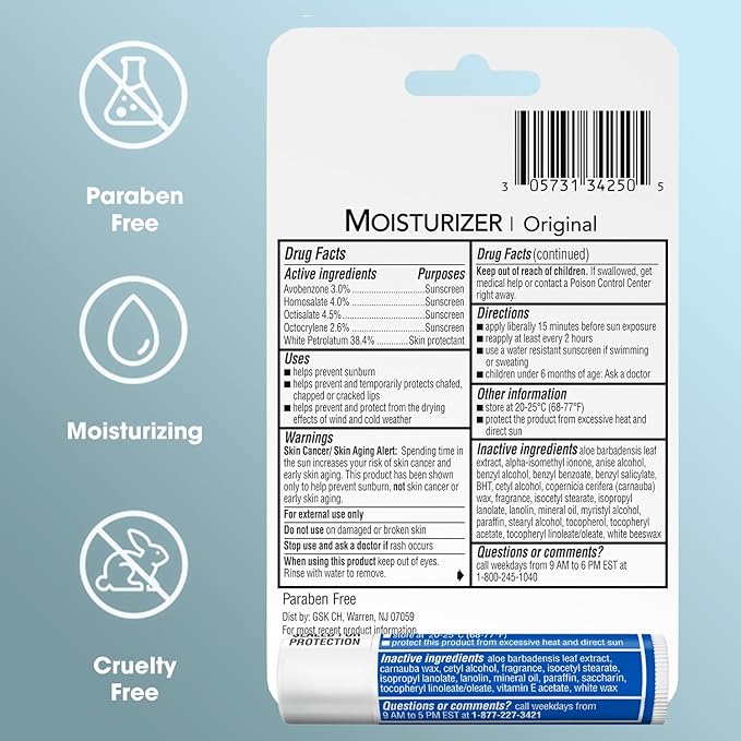 ChapStick Moisturizer 2-in-1 Lipcare 5-Pack (3 SPF 12, 2 SPF 15) – Original Lip Balm with Broad Spectrum SPF, Aloe & Vitamin E, 0.15 Oz Ea-VivaGrace Women