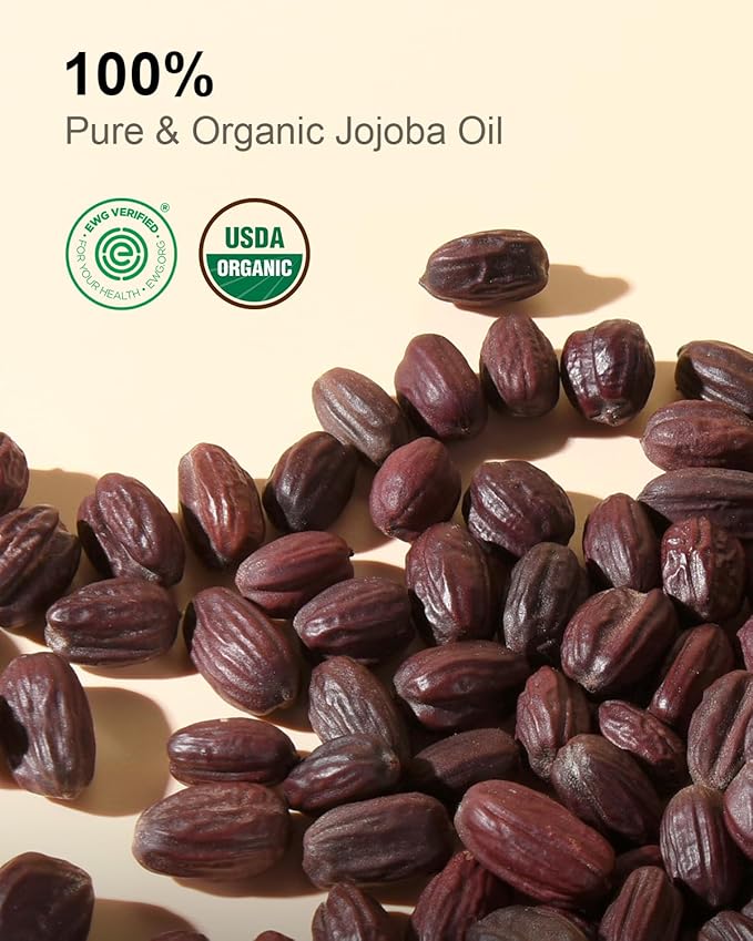 Yoken Organic Jojoba Oil Glass Bottle 8 fl oz, USDA Certified 100% Pure & Natural Jojoba Oil for Hair, Skin & Face, Cold Pressed Unrefined Hexane Free, Deeply Moisturizing Body Serum Oils for Gua Sha-VivaGrace Women