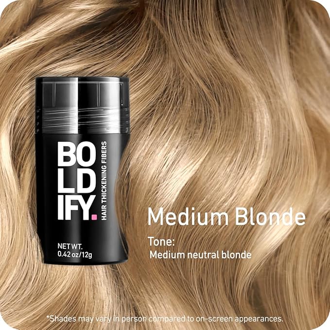 BOLDIFY Hair Fibers (12g) - Fill In Thinning and Fine Hair for an Instantly Fuller, Thicker Look - 14 Shades for Women & Men - Medium Blonde-VivaGrace Women