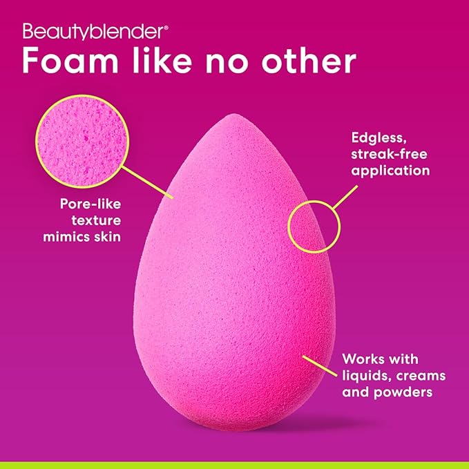 Beautyblender® | Original Pink Beauty Blender Makeup Sponge, Super-Soft Foam Easily Blends Foundations, Powders & Creams, Made in USA, Reusable, Washable, Streak Free Application, Vegan, Cruelty Free-VivaGrace Women