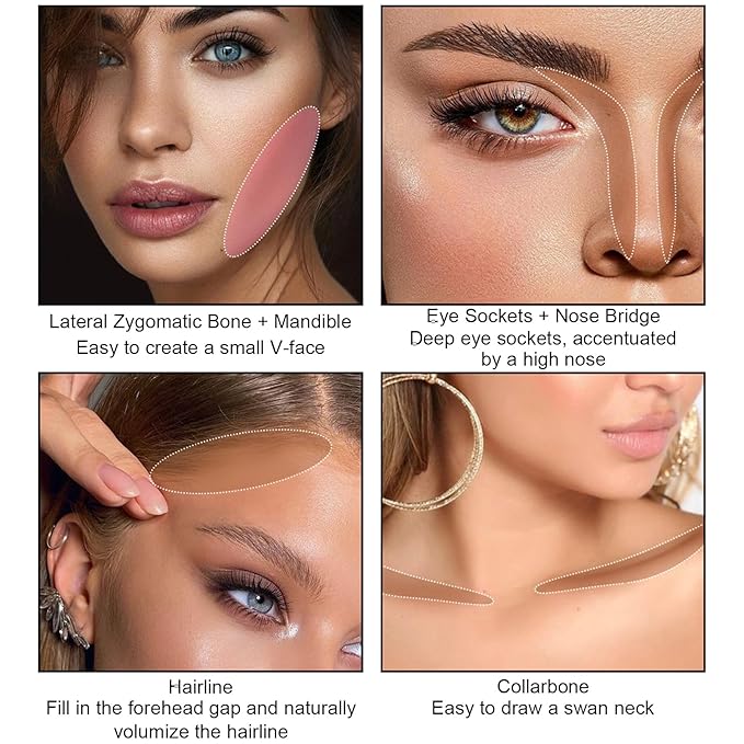 3 Pcs Face Contour Stick Kit, Matte Finish Face Stick Trio with Bronzer Blush Highlighter and Brush, Long Lasting Waterproof Cream Beauty Wand Makeup Set for Sculpt Glowing Face Look (#2, 7, 11)-VivaGrace Women