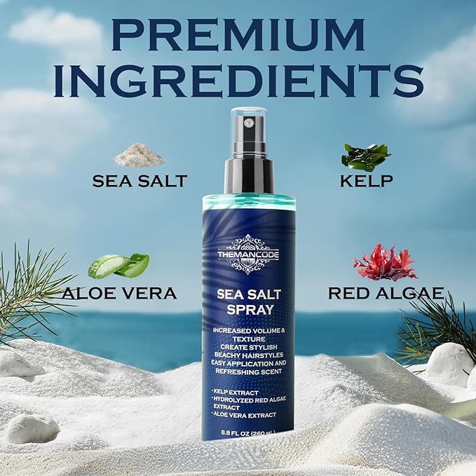 Sea Salt Spray for Men, Texturizing Hairspray, Stocking Stuffers for Man, Surf Spray Adds Instant Volume, Light Hold Thickness, Travel Essentials, Christmas Gift for Men, 8.8 Oz-VivaGrace Women