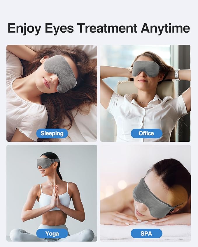 Luxtude Heated Eye Masks for Dry Eyes with Flaxseed & Lavender, Microwave Warm Eye Compress Moist Heat, Weighted Eye Mask for Sleeping, Hot Stye Eye Compress for Puffy Eyes, Dark Circles (Gray)-VivaGrace Women