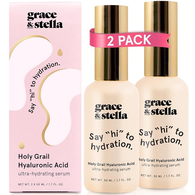grace & stella Award Winning Hyaluronic Acid Face Serum (50ml/1.7 fl oz) Removes Fine Lines & Wrinkles, Hydrating Hyaluronic Acid Serum for Face, Acido Hialuronico for Women - Vegan Skincare (2-Pack)-VivaGrace Women