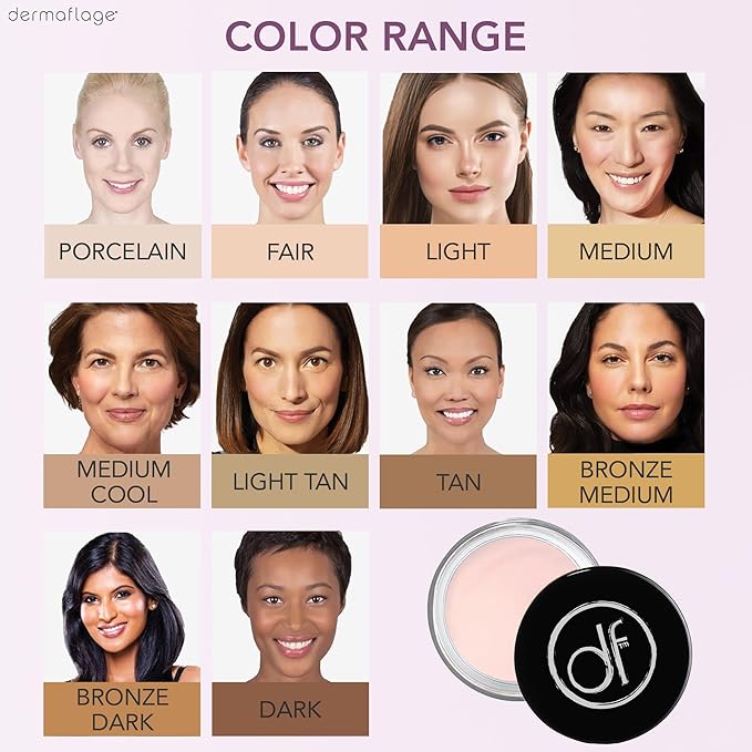 Dermaflage Waterproof Concealer Cream - Full Coverage, Matte Finish, Porcelain Color, 9 Shades, Long-Lasting, Conceals Dark Circles, Tattoos, Acne-VivaGrace Women