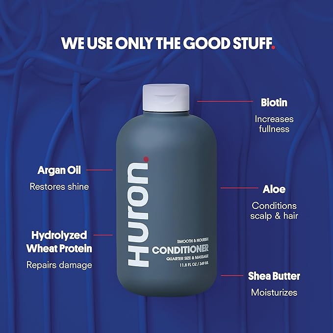 Huron Men’s Conditioner - Lightweight, Hydrating Conditioner - Eliminates Frizzy Hair, Moisturizes, & Restores Shine - Clean & Invigorating Scent - 100% Vegan Ingredients & Cruelty-Free - 11.8 Fl Oz-VivaGrace Women
