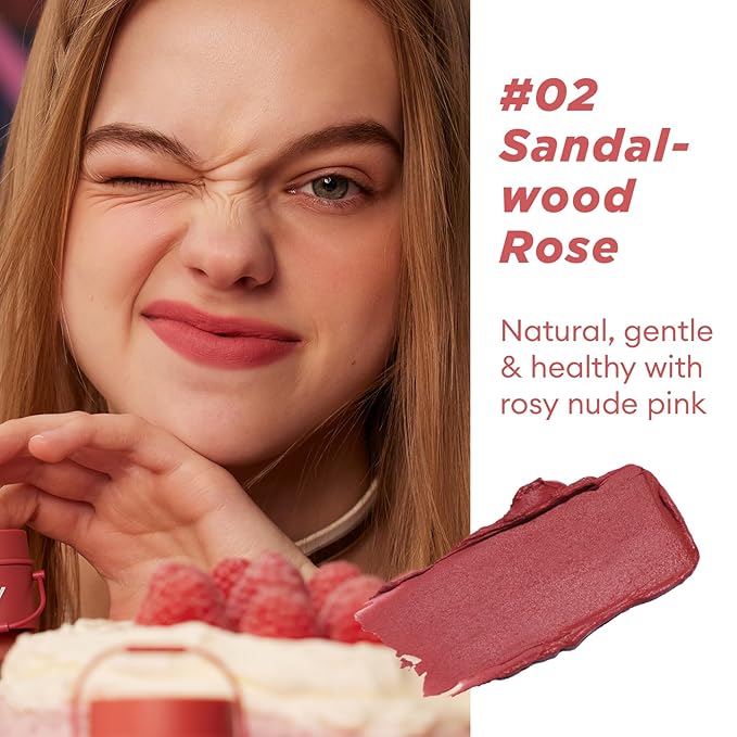 ITY Velvet Matte Finish Lip Stain-Mousse Textured Pudding Pot Lip Clay with Brush, Nude Shade, Dual-Use as Lipstick and Blush, Conceals Lip Lines, Rich Pigment, 0.21 oz (6g) in Sandalwood Rose-VivaGrace Women