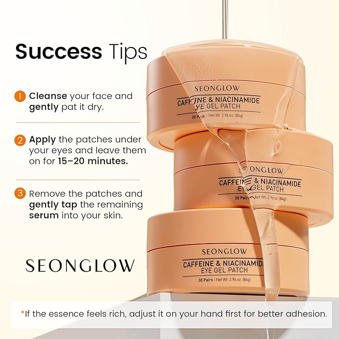 Caffeine Under Eye Patches: 30 Pairs Korean Hydrogel Eye Masks for Dark Circles Puffiness Relief with Niacinamide Hyaluronic Acid - Undereye Brightening Hydrating Anti-Wrinkle Treatment-VivaGrace Women