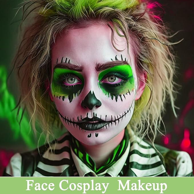 MEICOLY Lime Green Face Body Paint Stick,St Patricks Day Accessories,Light Green Face Paint,Hunting Camo Paint,Halloween SFX Cosplay Witch Makeup for Kids and Adults,Eye Black Stick-VivaGrace Women