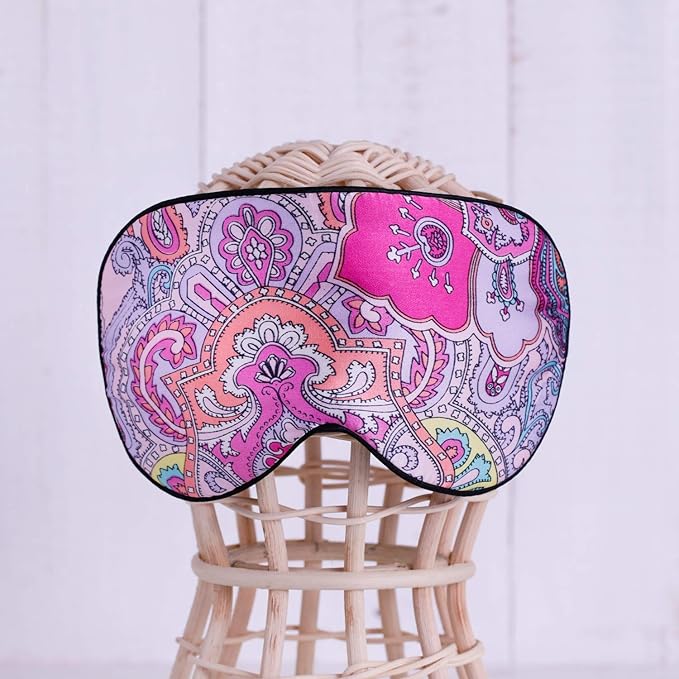 100% Pure Silk Eye Mask Sleep Eye Mask Eye Cover Eyeshade Sleeping Eye Mask Printed Colors (#12)-VivaGrace Women