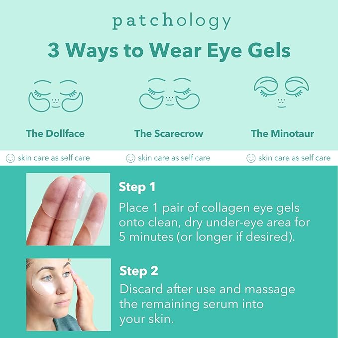 Patchology Rejuvenating Under Eye Gels - Hydrating Eye Mask w/Caffeine, Hydrolyzed Collagen & Centella Asiatica- Under Eye Patches For Dark Circles - Minimize Puffiness & Wrinkle Reducer - 30 Pairs-VivaGrace Women