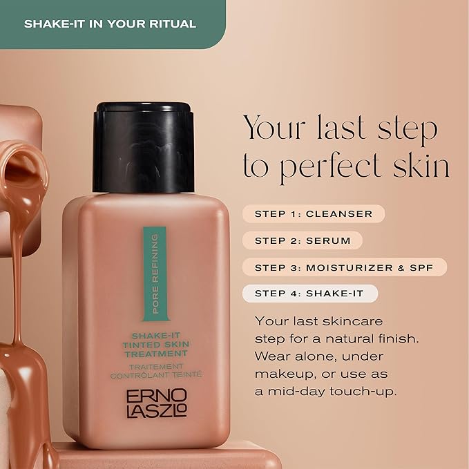 Erno Laszlo Shake-It Tinted Skin Treatment, Light Face Tint for Fair Complexions, Beautiful Skin Tone, Controls Oil, Natural Matte Finish (3 Fl Oz)-VivaGrace Women