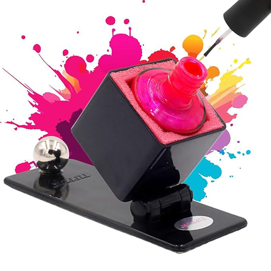 Nail Polish Holder - Anti-Spill Nail Polish Organizer Case-Nail Care Products with Rubber Pad Grippy Bottom & Wide Stable Base-Nail Polish Holder and Organizer for Mani/Pedi, Nail Art Tools (Black)