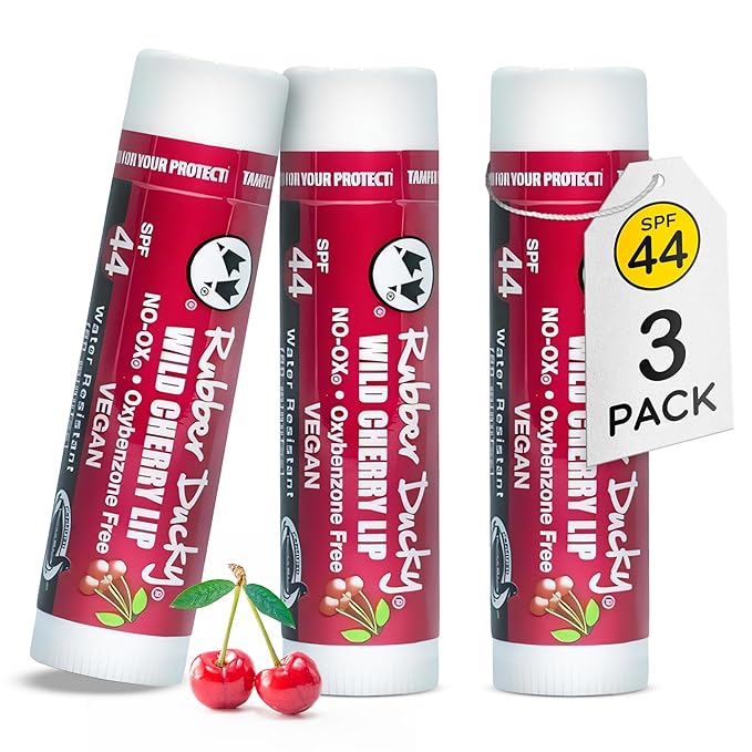 Rubber Ducky | Lip Sunscreen, Lip Balm with SPF 44, Water Resistant Sunscreen Lip Balm | Vegan, Untinted, Cherry Flavor, with Vitamin E | All Season - Broad Spectrum Sunscreen for Lips-VivaGrace Women