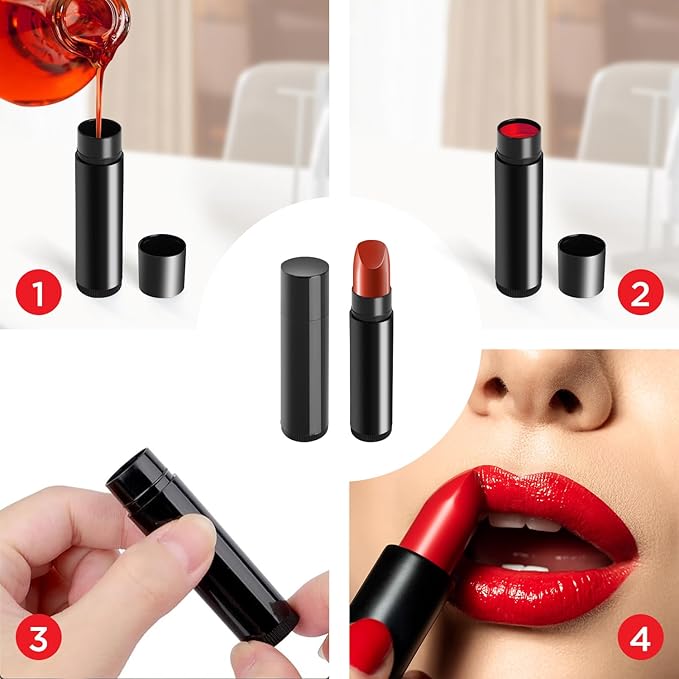 25PCS 3/16 Oz (5.5 ml) Twist up Lip Balm Tubes,Empty Lip balm containers, Echapstick tubes empty, Refillable Lip Balm Bottles, for DIY Homemade Lipsticks,Chapsticks,Homemade Solid Perfume, Black-VivaGrace Women