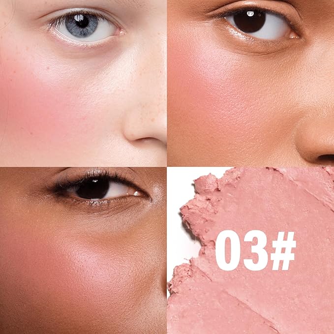 Boobeen Matte Blush Palette for Cheek, Pink Blush Cream, High Pigment Blush, Blendable Face Blusher for Confident Natural Makeup-VivaGrace Women