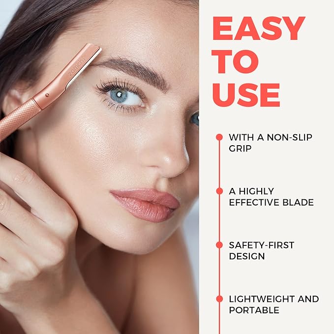 ZOMCHI Eyebrow Razor, Face Razors for Women&Men, Eyebrow Trimmer Shaper with Precision Cover,Facial Shaver with 6 Blades (Rose Gold)-VivaGrace Women