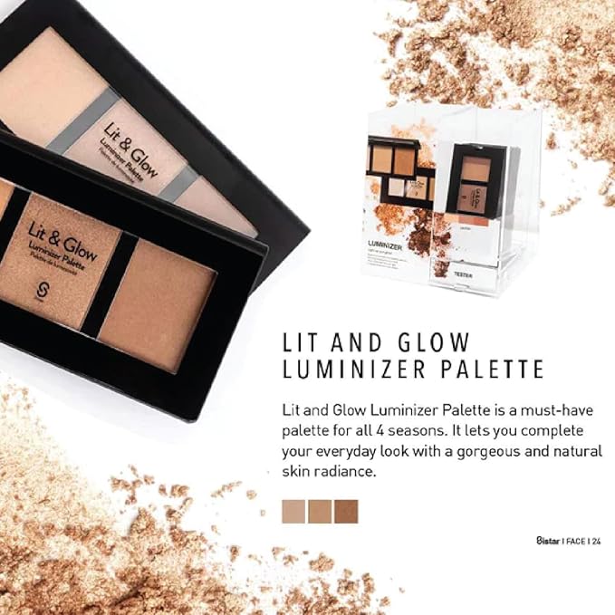 Sistar Lit & Glow Luminizer Palette Glitter Bronzer Make Up-VivaGrace Women