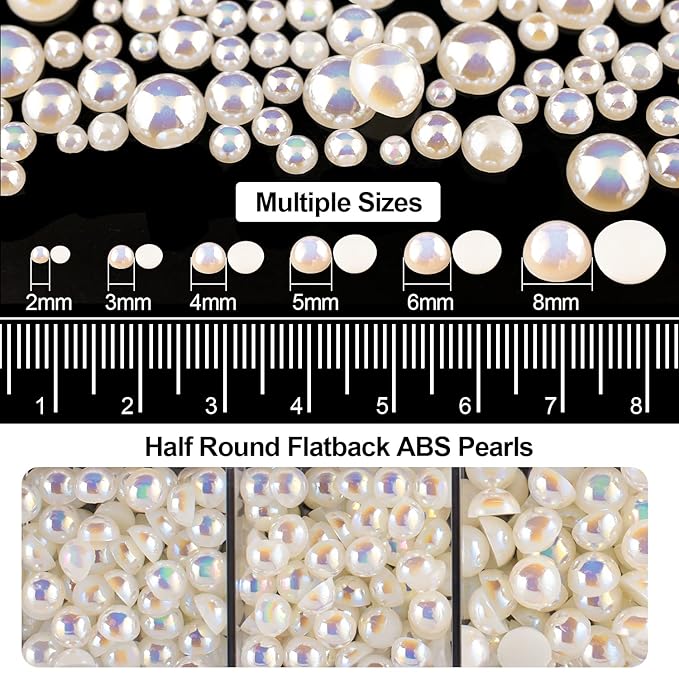 Flat Back Rhinestone+Half Round Pearl Kits Colorful Rhinestones+Beige AB Pearls With Picker Pencil And Tweezer For Home DIY And Professional Use-VivaGrace Women