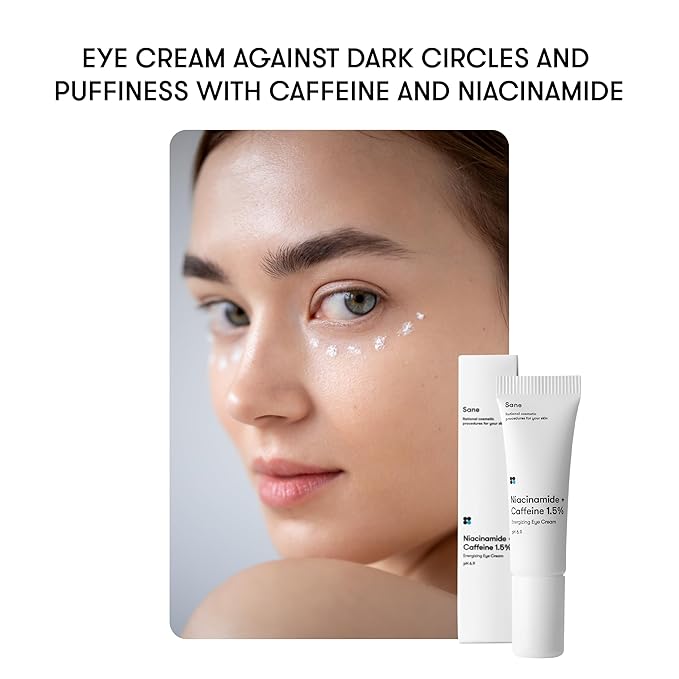 Sane Eye Cream for Dark Circles and Puffiness Treatment with Caffeine and Niacinamide - 0.34 fl oz, Hydrating Eye Cream for Dark Circles, Mornings without Puffiness-VivaGrace Women