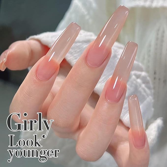 Double Rhythm Translucent Gel Polish Sheer Neutral Natural Light Milky Same Color Same Bottle 15ML Jelly Nail Polish Nail Art DIY at Home (Neutral Nude-A1415)-VivaGrace Women