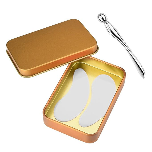 CCbeauty Reusable Under Eye Patches + Eye Cream Applicator Value Set | 100% Silicone Eye Gel Pads | Boost Hydration | Minimize Fine Lines + Wrinkles + Dark Circles | Storage Tin Included | White-VivaGrace Women