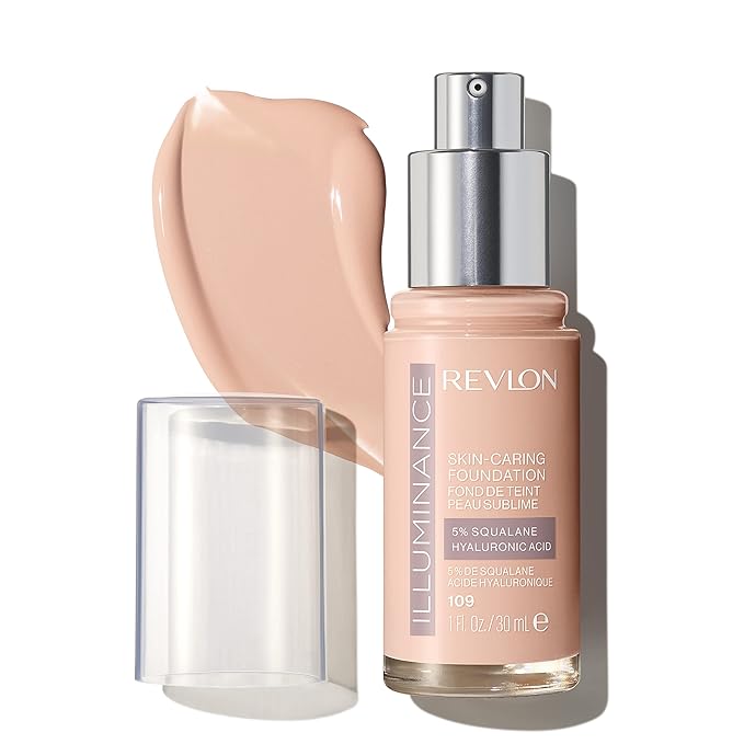 Revlon Illuminance Skin-Caring Liquid Foundation, Hyaluronic Acid, Hydrating and Nourishing Formula with Medium Coverage, 109 Light Ivory (Pack of 1)-VivaGrace Women