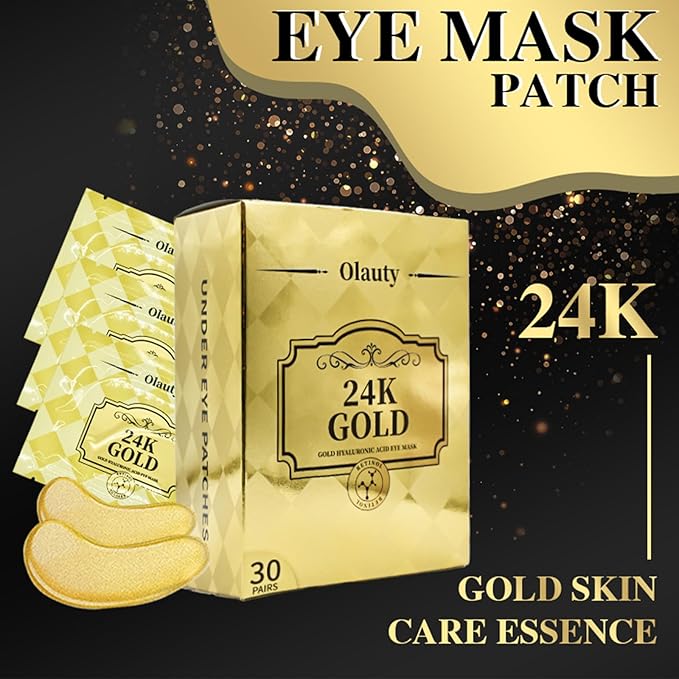 30 Pairs Under Eye Patches for Puffy Eyes, 24k Gold Under Eye Mask, Gel Crystal Collagen Eye Masks for Dark Circles and Puffiness,Travel Eye Patches for Reducing Fine Lines,Moisturizing Skin Care Set-VivaGrace Women
