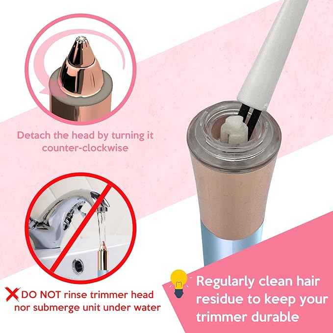 Portable Flawless Eyebrow Hair Remover for Women – Painless, Fast & Precise Flawless Electric Razor & Epilator for Eyebrow, Nose, Ear Hair Removal – 18K Gold-Plated, 360° LED Light-VivaGrace Women