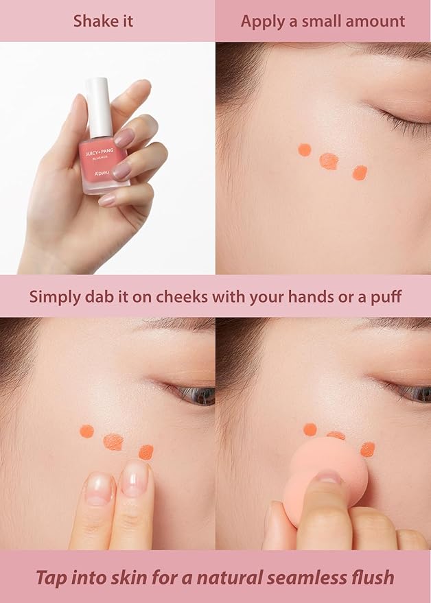 A'PIEU JUICY-PANG WATER BLUSHER (PK02 - Raspberry) Korean Liquid Blush For Cheeks K Beauty Makeup-VivaGrace Women