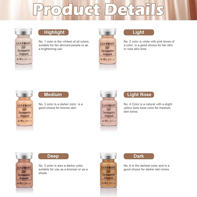 BB Facial Glow Serum Starter Kit Hyaluronic Acid Essence Foundation Skin Care Kit 0.27oz 6 Vials, Combined With Niacinamide and Peptides To Brighten Skin Tone Anti-Aging Foundation 6-Color(Multicolo)-VivaGrace Women