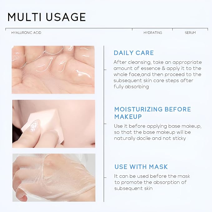 Hyaluronic Acid Serum for Face, Hydrating Face Serum for Dry Skin W/Hymagic-4D, Squalane, Vitamin C & E for Plumping, Hydrating & Anti-Aging Serum, Skin Care, 1.06fl.oz, Pack of 2-VivaGrace Women