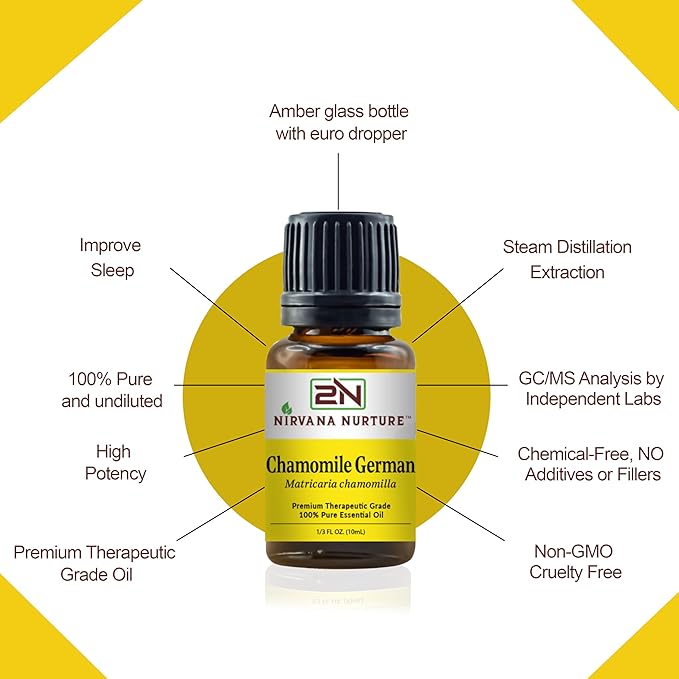Chamomile German Essential Oil 100% Pure Premium Therapeutic Grade, Undiluted - Aromatherapy Diffuser for Calm and Relaxation, Skin Care, Hair Care-VivaGrace Women