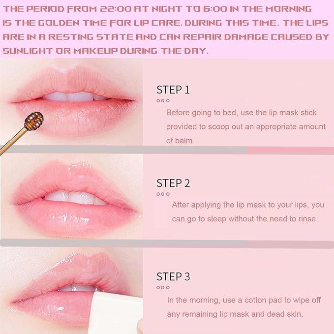 1 PCS Bee Lip Balm Honey Pot, Exfoliating Honey Bee Lip Balm Sleeping Lip Mask Overnight with Sticks, Honey Pot Lip Balm Prevention Dry Hydrating and Crack Lip Scrubs-VivaGrace Women