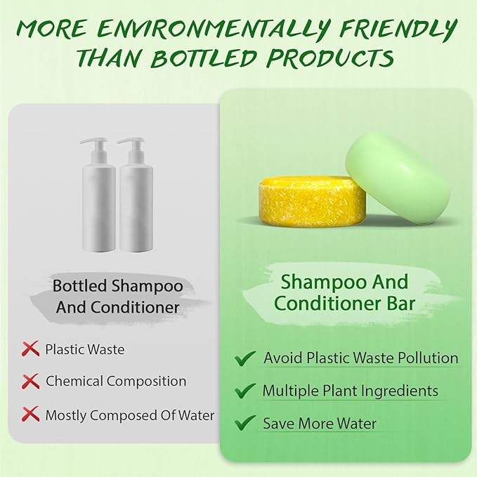 POP MODERN.C Rosemary Solid Shampoo and Conditioner Bar Set for Hair Growth, Moisturizing, 160g, 2.8219 Ounce, 2x80g Soaps, 2 Wooden Holder, Mother's Day Gift-VivaGrace Women