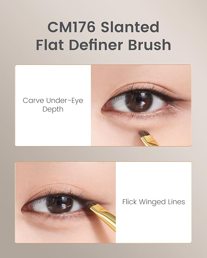 Desert Oak Series Soft-Angle Eyeshadow Brush - Curved Edge Pony Hair for Crease & Lash Lines, Bubinga Handle (CM 176)-VivaGrace Women