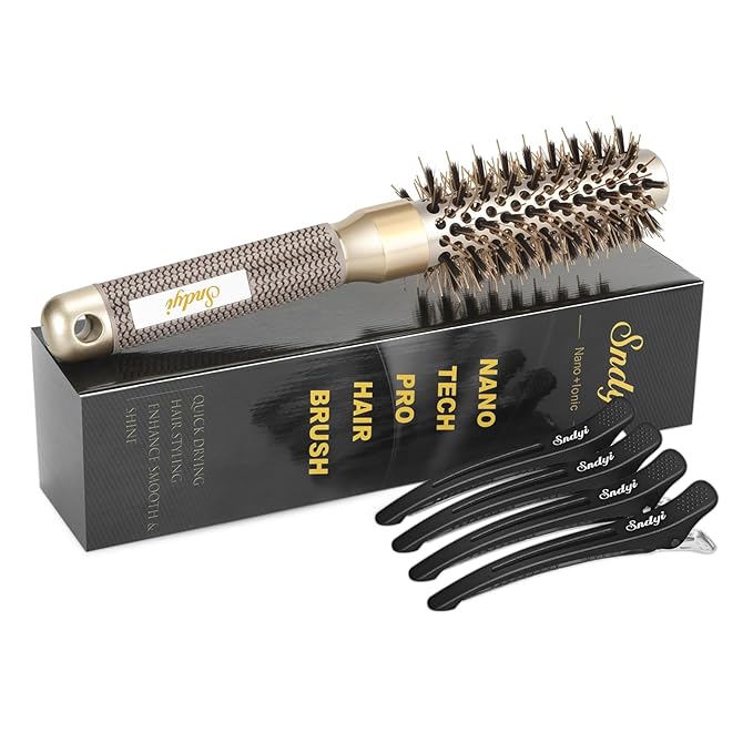 Round Brush for Blow Drying, Nano Thermal Ceramic & Ionic Tech Hair Brush with Boar Bristles, Professional Round Barrel Brush for Styling,Curling and Straightening by Sndyi (2 Inch, Barrel 1 Inch)-VivaGrace Women